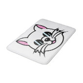 Weiße Katze mit schwarzer Brille / Sonnenbrille Badematte (Schrägansicht)