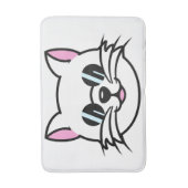 Weiße Katze mit schwarzer Brille / Sonnenbrille Badematte (Vorderseite Vertikal)