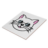 Weiße Katze mit schwarzer Brille / Sonnenbrille Fliese (Seite)