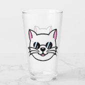 Weiße Katze mit schwarzer Brille / Sonnenbrille Glas (Rückseite)
