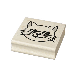 Weiße Katze mit schwarzer Brille / Sonnenbrille Gummistempel