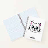 Weiße Katze mit schwarzer Brille / Sonnenbrille Notizblock (Innenseite)