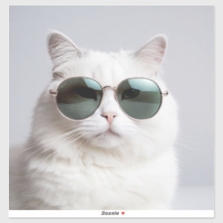 Weiße Katze mit Sonnenbrille, coole Katze, hübsche Aufkleber