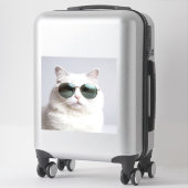 Weiße Katze mit Sonnenbrille, coole Katze, hübsche Aufkleber (Koffer)