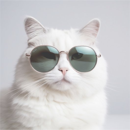 Weiße Katze mit Sonnenbrille, coole Katze, hübsche Aufkleber (Vorderseite)