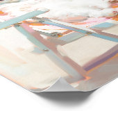 Weiße Katze mit Strandstuhl und Sonnenbrille Wand Poster (Ecke)