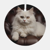 Weiße Katze Ornament Aus Glas (Rückseite)
