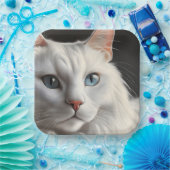 Weiße Katze Pappteller (Party)