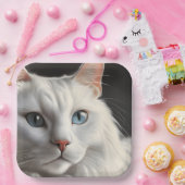 Weiße Katze Pappteller (Party)