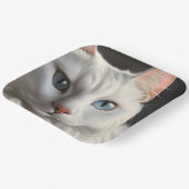 Weiße Katze Pappteller (Gewinkelt)