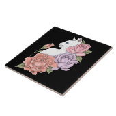 Weiße Katze Peach Lavendel Pink Roses Fliese (Seite)