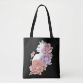 Weiße Katze Peach Lavendel Pink Roses Tasche (Vorderseite)