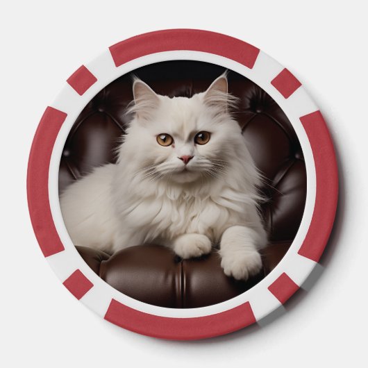Weiße Katze Pokerchips (Rückseite)