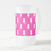 Weiße Katze Polka Dot Muster Abgeschieden auf Fucs Mattglas Bierglas (VorderseiteRechts)