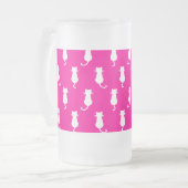 Weiße Katze Polka Dot Muster Abgeschieden auf Fucs Mattglas Bierglas (Vorderseite Links)