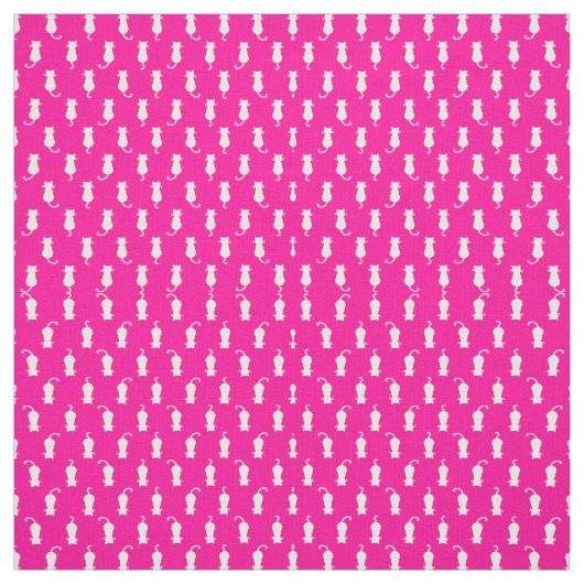 Weiße Katze Polka Dot Muster Abgeschieden auf Fucs Stoff (Muster)