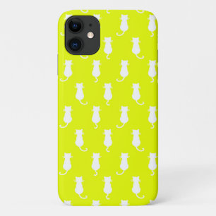 Weiße Katze Polka Dot Muster Abgeschieden auf Gelb Case-Mate iPhone Hülle