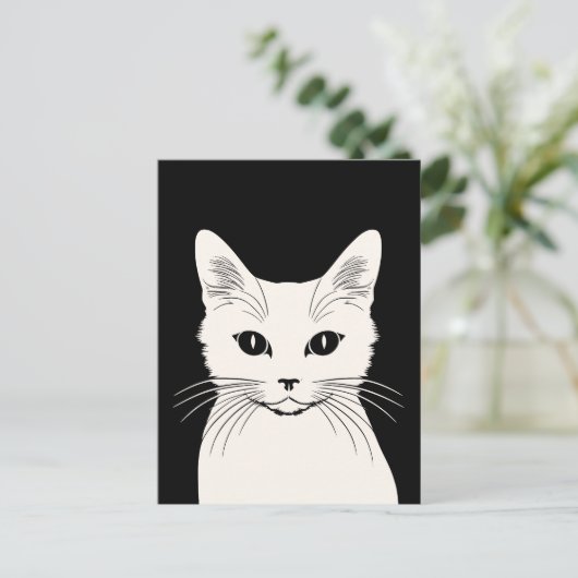 Weiße Katze Postkarte (Stehend Vorderseite)
