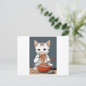 Weiße Katze Postkarte (Stehend Vorderseite)