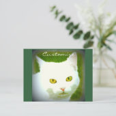 Weiße Katze Postkarte (Stehend Vorderseite)