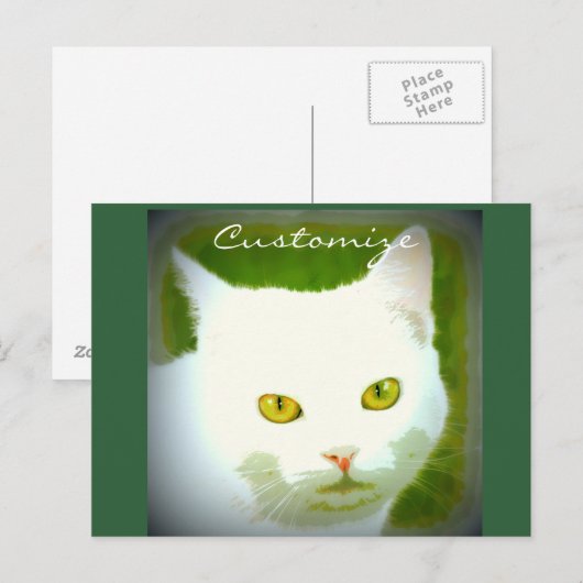 Weiße Katze Postkarte (Vorne/Hinten)