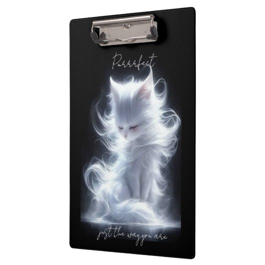 Weiße Katze Purrfect Klemmbrett (Links)