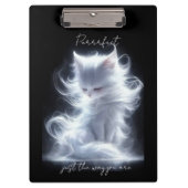 Weiße Katze Purrfect Klemmbrett (Vorderseite)