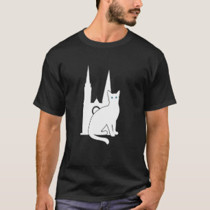Weiße Katze Reisen Silhouette Kathedrale von Chart T-Shirt