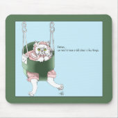 Weiße Katze Rosa Kleid Funny Swing Mousepad (Vorne)