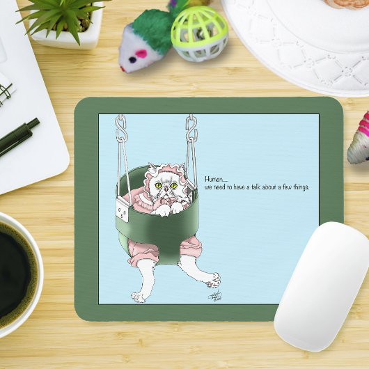 Weiße Katze Rosa Kleid Funny Swing Mousepad