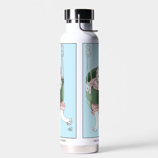 Weiße Katze Rosa Kleid Funny Swing Trinkflasche (Links)