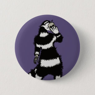 Weiße Katze Schädelmaske Whimsical Gothic Button