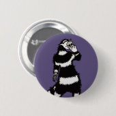 Weiße Katze Schädelmaske Whimsical Gothic Button (Vorne & Hinten)