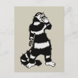 Weiße Katze Schädelmaske Whimsical Gothic Postkarte