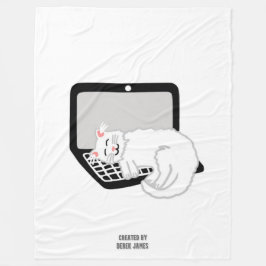 Weiße Katze Schlafen auf dem Laptop große Fleece-D Fleecedecke