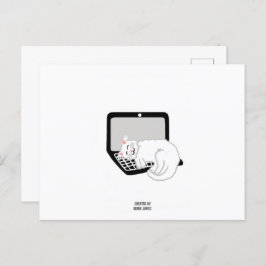 Weiße Katze Schlafen auf der Laptop-Postkarte Postkarte