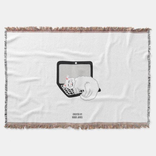 Weiße Katze Schlafen auf der Lasche des Laptop Decke (Vorderseite)