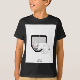 Weiße Katze Schlafen auf Laptop Boys Black T Shirt