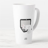 Weiße Katze Schlafen auf Laptop Große Latte Tasse (Rechte Ecke)