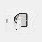 Weiße Katze Schlafen auf Laptop Kleines Fleece-Dec Fleecedecke (Vorderseite (Horizontal))