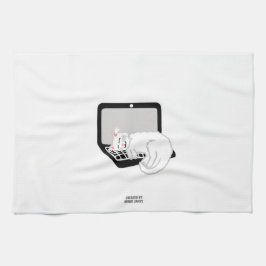 Weiße Katze Schlafen auf Laptop Küchentuch