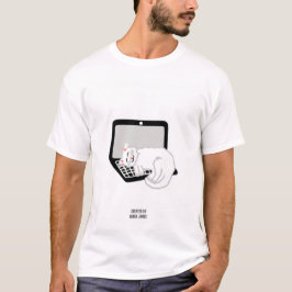 Weiße Katze Schlafen auf Laptop Männer Weiß T Shir T-Shirt