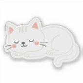 Weiße Katze schlafend – Liebenswerte weiche Katzen Aufkleber (Vorderseite)
