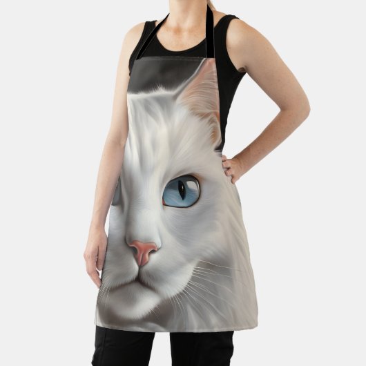 Weiße Katze Schürze (InSitu)