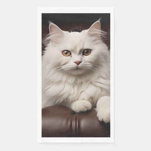 Weiße Katze Serviette (Vorderseite)