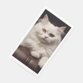 Weiße Katze Serviette (Ecke)