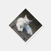 Weiße Katze Serviette (Ecke)