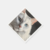 Weiße Katze Serviette (Ecke)