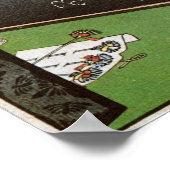 Weiße Katze sitzt am Fenster, Utagawa Hiroshige Poster (Ecke)