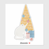 Weiße Katze spielt mit Ziern Weihnachtsbaum Aufkleber (Blatt)